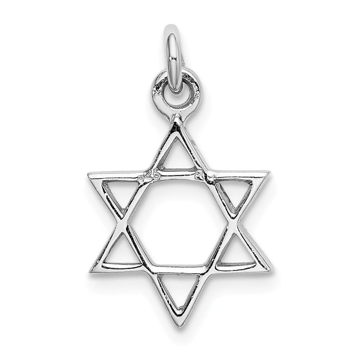 Million Charms 925 Sterling Silver Rhodium-Plated Polished Religious Jewish Star Of David Pendant