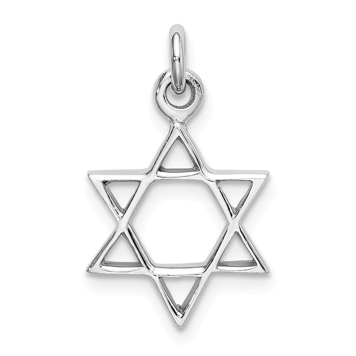 Million Charms 925 Sterling Silver Rhodium-Plated Polished Religious Jewish Star Of David Pendant