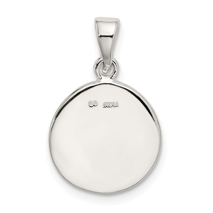 Million Charms 925 Sterling Silver Glitter Enamel Letter A Circle Pendant