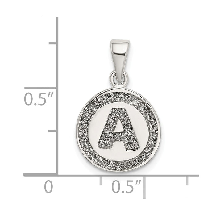 Million Charms 925 Sterling Silver Glitter Enamel Letter A Circle Pendant