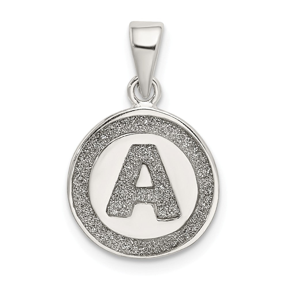Million Charms 925 Sterling Silver Glitter Enamel Letter A Circle Pendant