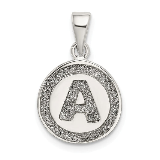 Million Charms 925 Sterling Silver Glitter Enamel Letter A Circle Pendant