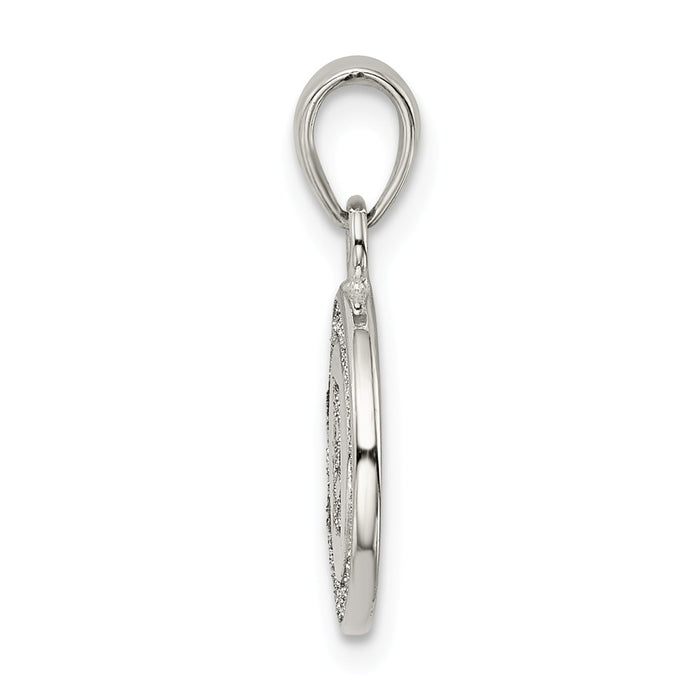 Million Charms 925 Sterling Silver Glitter Enamel Letter B Circle Pendant