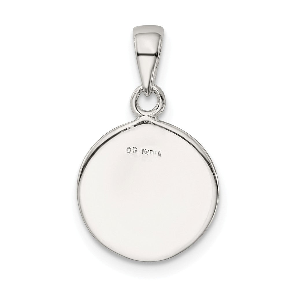 Million Charms 925 Sterling Silver Glitter Enamel Letter B Circle Pendant