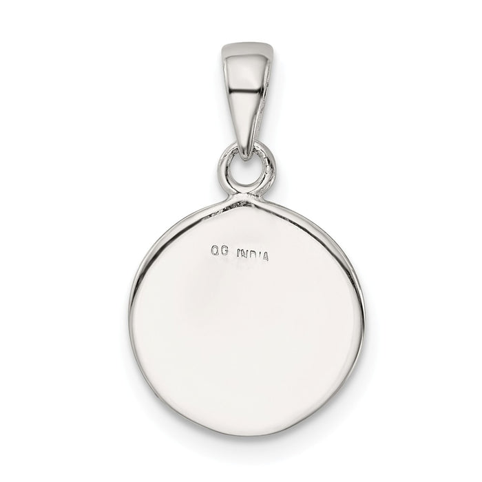 Million Charms 925 Sterling Silver Glitter Enamel Letter B Circle Pendant