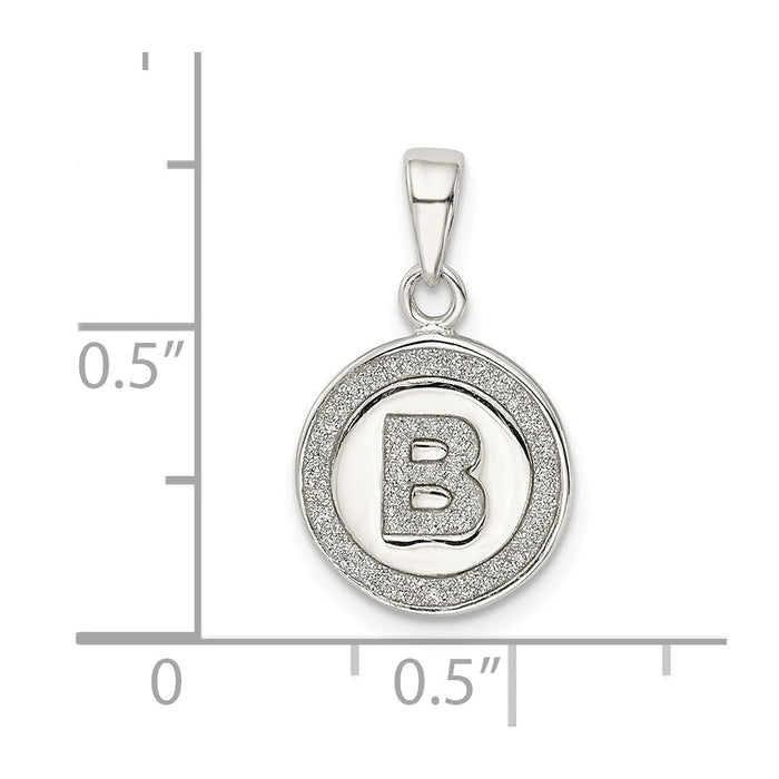 Million Charms 925 Sterling Silver Glitter Enamel Letter B Circle Pendant