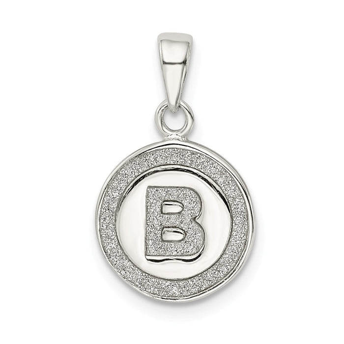 Million Charms 925 Sterling Silver Glitter Enamel Letter B Circle Pendant