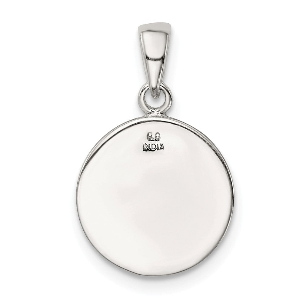 Million Charms 925 Sterling Silver Glitter Enamel Letter C Circle Pendant