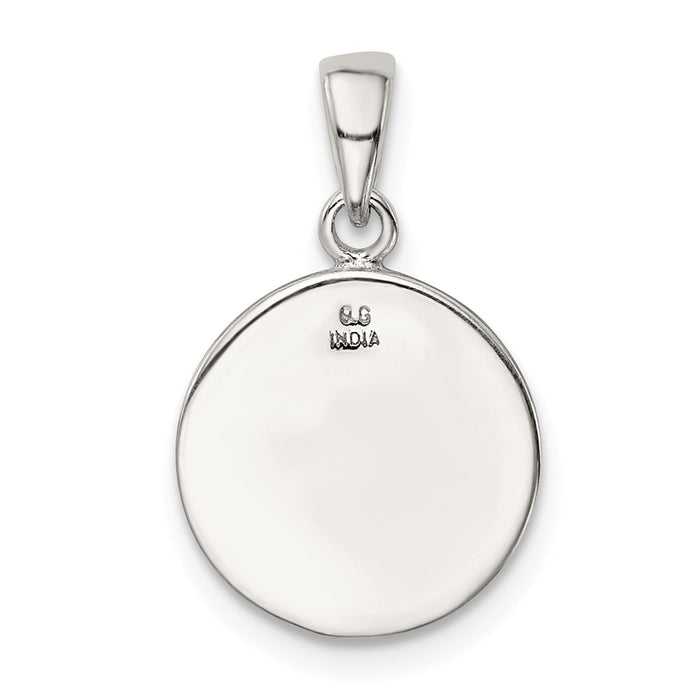 Million Charms 925 Sterling Silver Glitter Enamel Letter C Circle Pendant