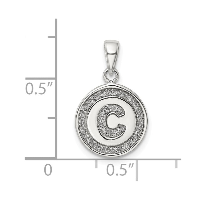 Million Charms 925 Sterling Silver Glitter Enamel Letter C Circle Pendant
