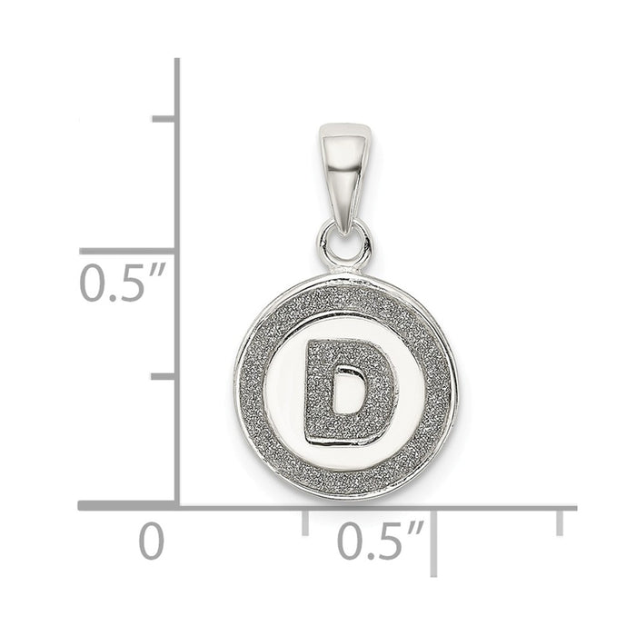 Million Charms 925 Sterling Silver Glitter Enamel Letter D Circle Pendant