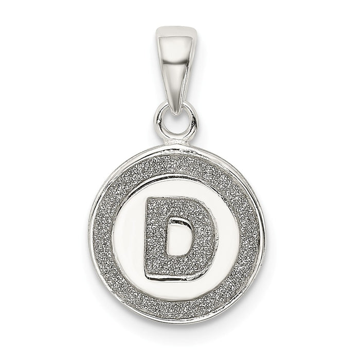 Million Charms 925 Sterling Silver Glitter Enamel Letter D Circle Pendant