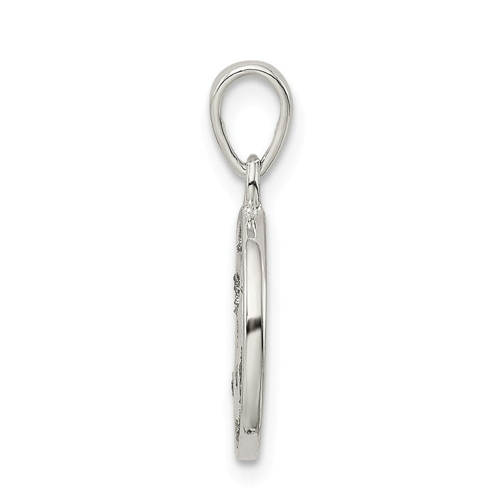 Million Charms 925 Sterling Silver Glitter Enamel Letter E Circle Pendant