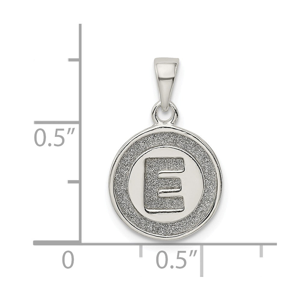 Million Charms 925 Sterling Silver Glitter Enamel Letter E Circle Pendant
