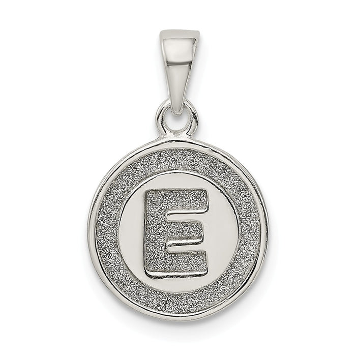 Million Charms 925 Sterling Silver Glitter Enamel Letter E Circle Pendant