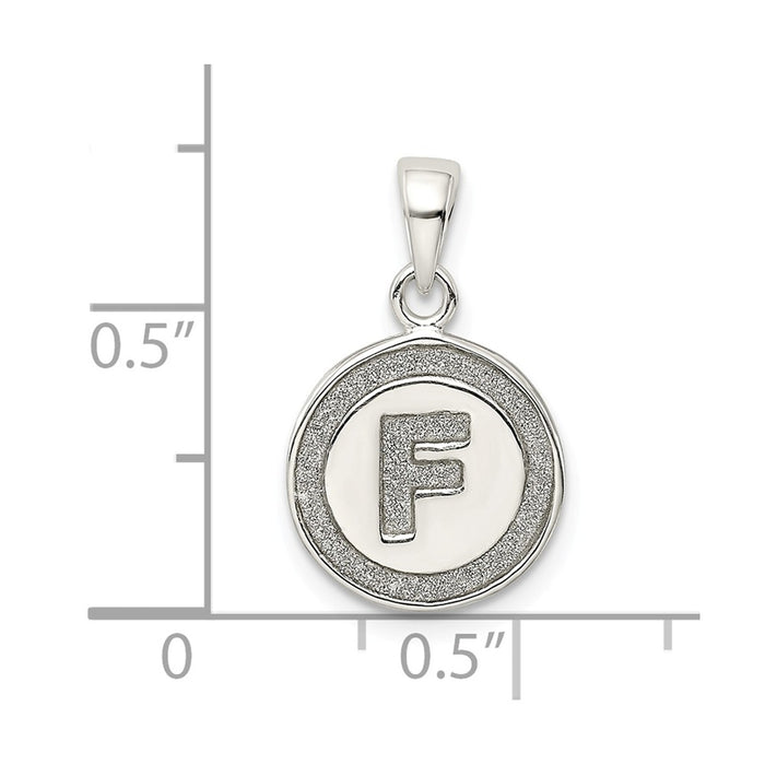 Million Charms 925 Sterling Silver Glitter Enamel Letter F Circle Pendant