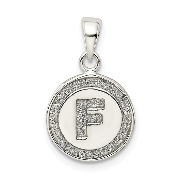 Million Charms 925 Sterling Silver Glitter Enamel Letter F Circle Pendant