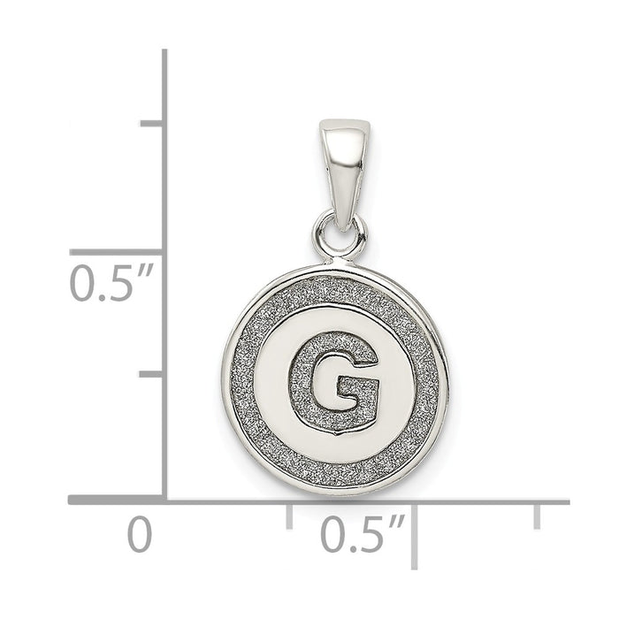 Million Charms 925 Sterling Silver Glitter Enamel Letter G Circle Pendant