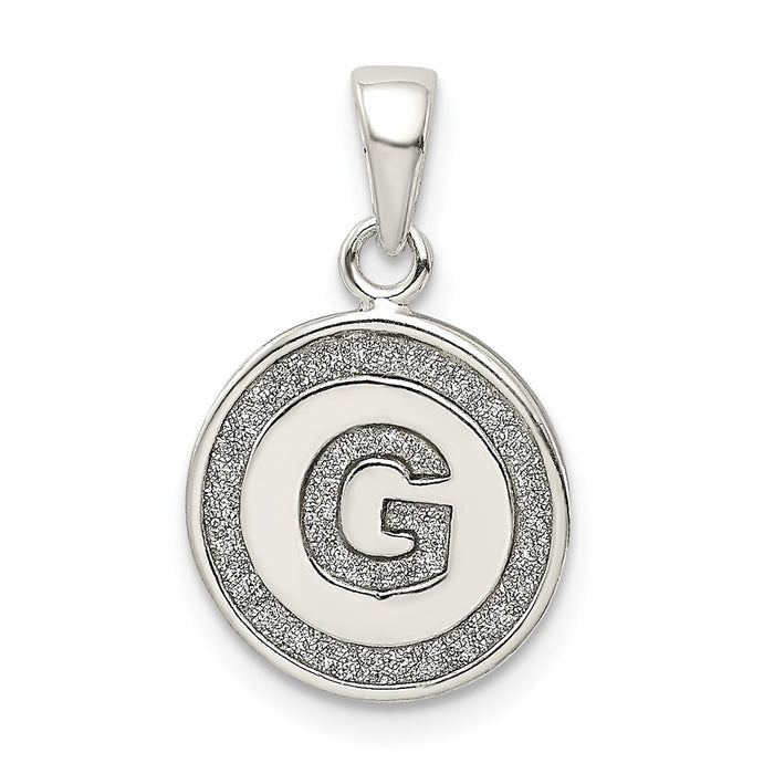Million Charms 925 Sterling Silver Glitter Enamel Letter G Circle Pendant