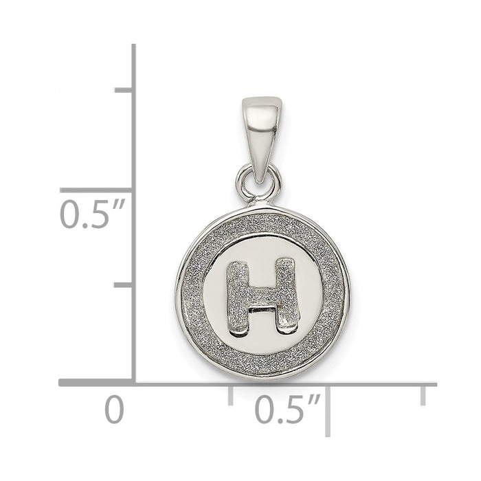 Million Charms 925 Sterling Silver Glitter Enamel Letter H Circle Pendant