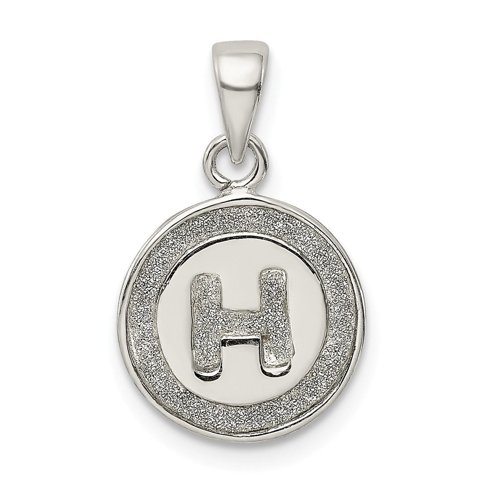 Million Charms 925 Sterling Silver Glitter Enamel Letter H Circle Pendant
