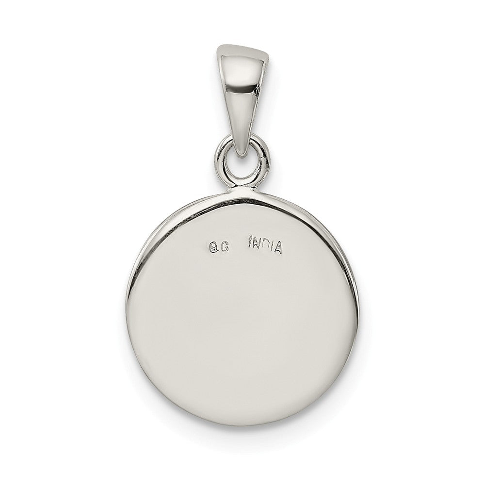 Million Charms 925 Sterling Silver Glitter Enamel Letter I Circle Pendant