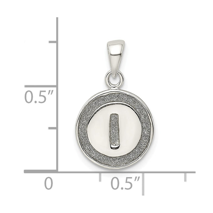 Million Charms 925 Sterling Silver Glitter Enamel Letter I Circle Pendant
