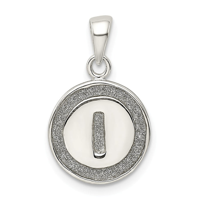 Million Charms 925 Sterling Silver Glitter Enamel Letter I Circle Pendant