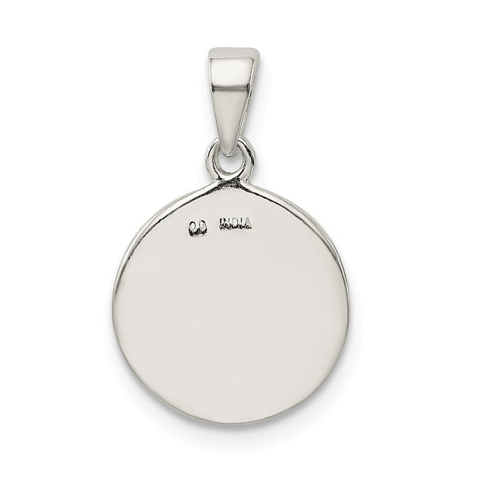 Million Charms 925 Sterling Silver Glitter Enamel Letter J Circle Pendant