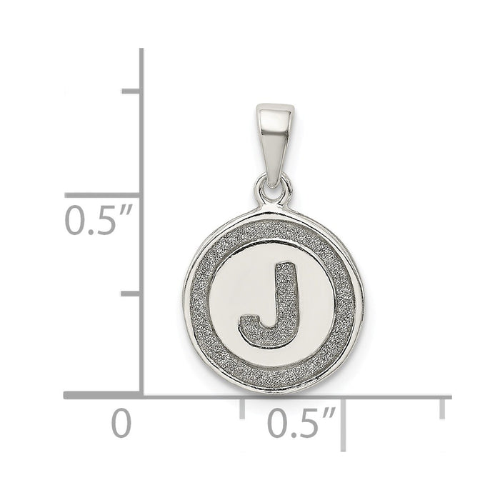 Million Charms 925 Sterling Silver Glitter Enamel Letter J Circle Pendant