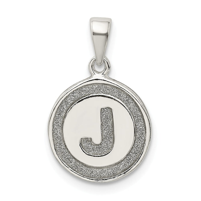 Million Charms 925 Sterling Silver Glitter Enamel Letter J Circle Pendant