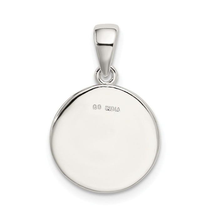 Million Charms 925 Sterling Silver Glitter Enamel Letter K Circle Pendant