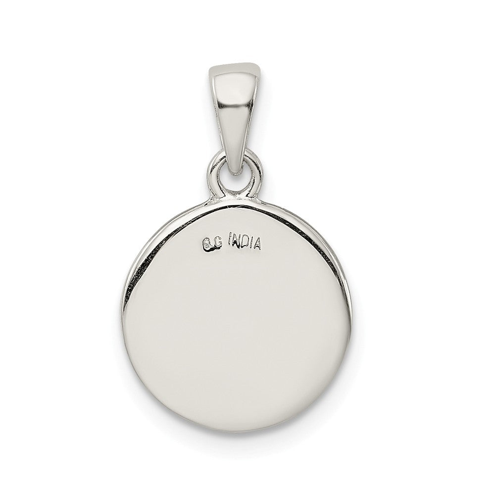Million Charms 925 Sterling Silver Glitter Enamel Letter L Circle Pendant