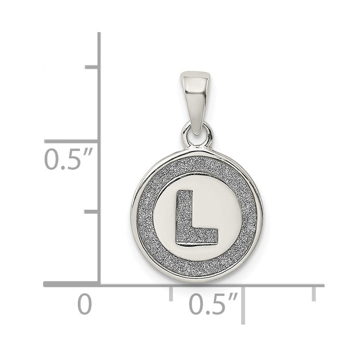 Million Charms 925 Sterling Silver Glitter Enamel Letter L Circle Pendant