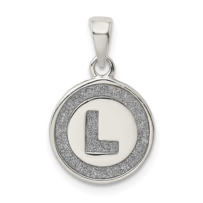 Million Charms 925 Sterling Silver Glitter Enamel Letter L Circle Pendant