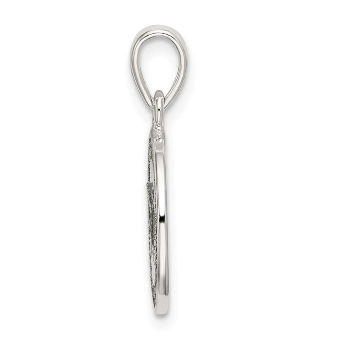 Million Charms 925 Sterling Silver Glitter Enamel Letter M Circle Pendant