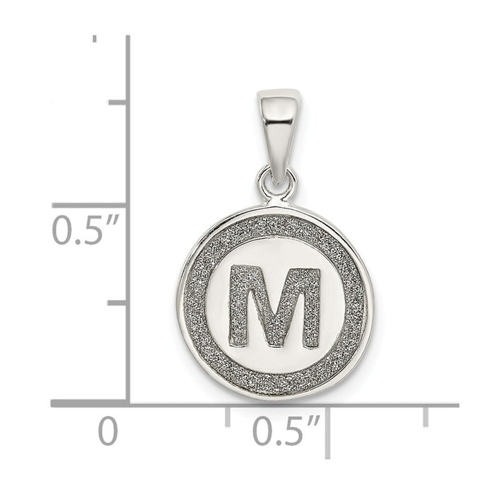 Million Charms 925 Sterling Silver Glitter Enamel Letter M Circle Pendant