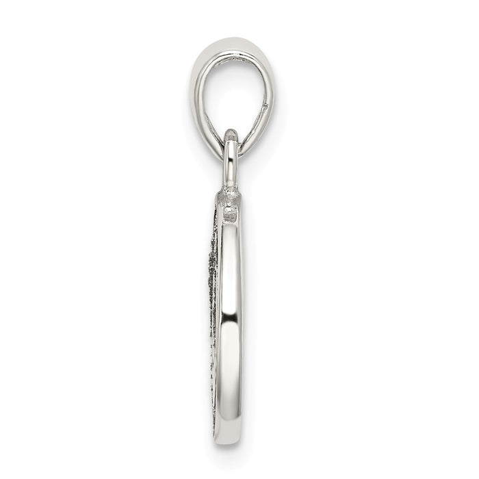 Million Charms 925 Sterling Silver Glitter Enamel Letter N Circle Pendant