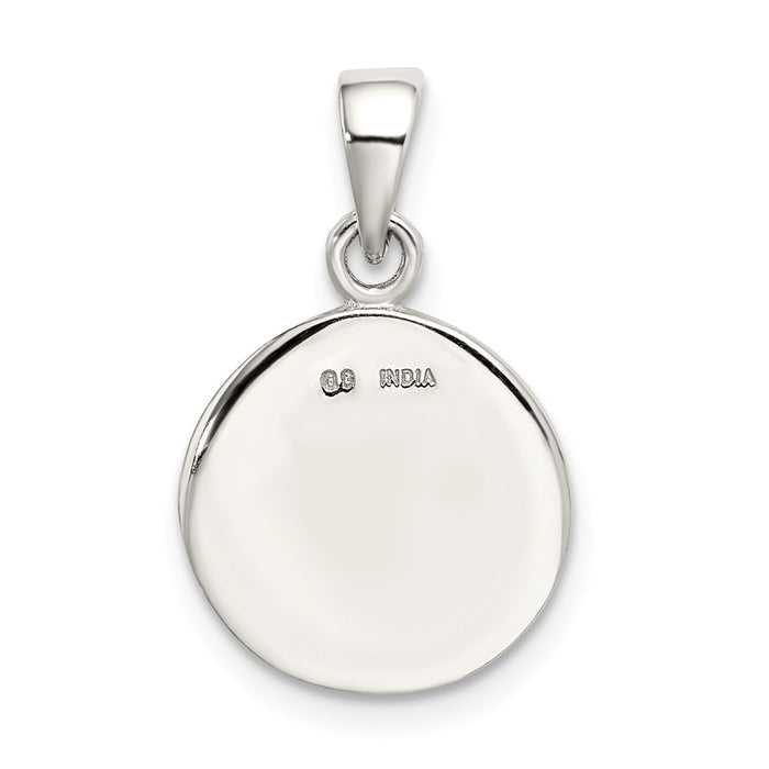 Million Charms 925 Sterling Silver Glitter Enamel Letter N Circle Pendant