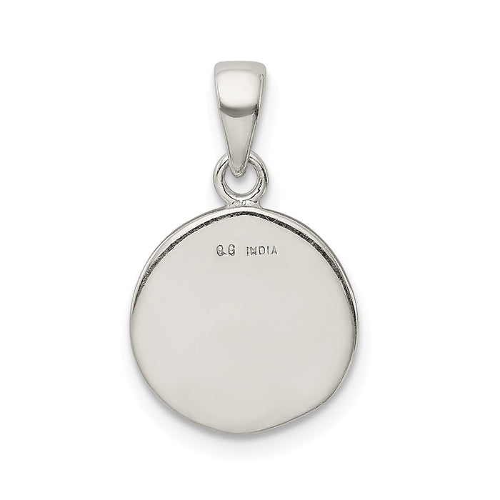 Million Charms 925 Sterling Silver Glitter Enamel Letter P Circle Pendant