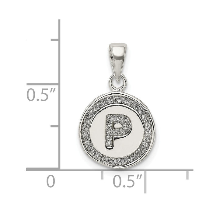 Million Charms 925 Sterling Silver Glitter Enamel Letter P Circle Pendant