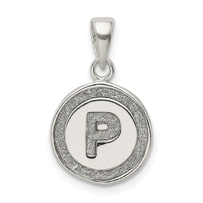 Million Charms 925 Sterling Silver Glitter Enamel Letter P Circle Pendant
