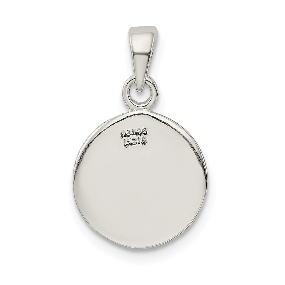 Million Charms 925 Sterling Silver Glitter Enamel Letter R Circle Pendant