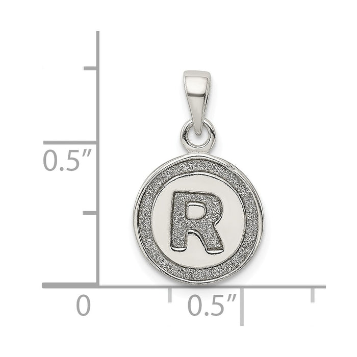 Million Charms 925 Sterling Silver Glitter Enamel Letter R Circle Pendant