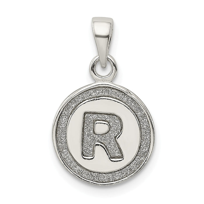 Million Charms 925 Sterling Silver Glitter Enamel Letter R Circle Pendant