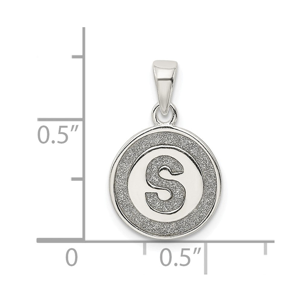 Million Charms 925 Sterling Silver Glitter Enamel Letter S Circle Pendant