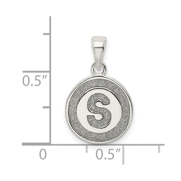 Million Charms 925 Sterling Silver Glitter Enamel Letter S Circle Pendant