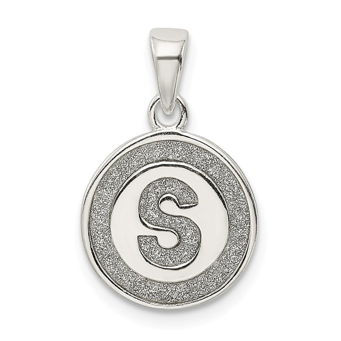 Million Charms 925 Sterling Silver Glitter Enamel Letter S Circle Pendant