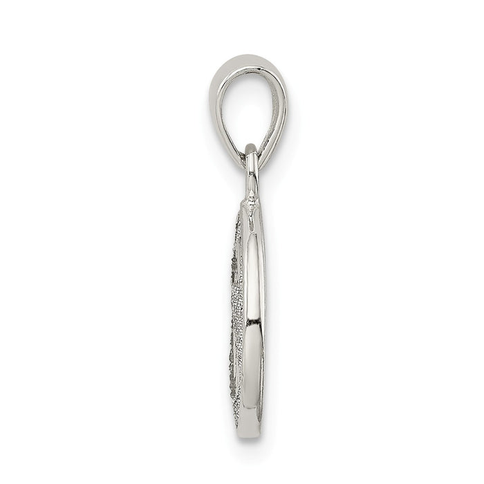 Million Charms 925 Sterling Silver Glitter Enamel Letter W Circle Pendant