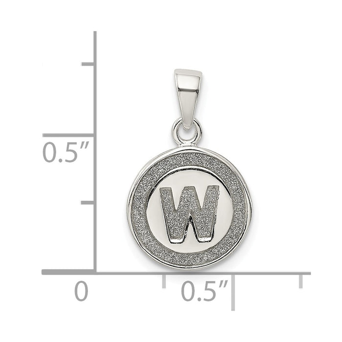 Million Charms 925 Sterling Silver Glitter Enamel Letter W Circle Pendant